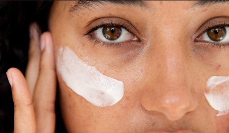 Barrier-friendly skincare bottles on a tray